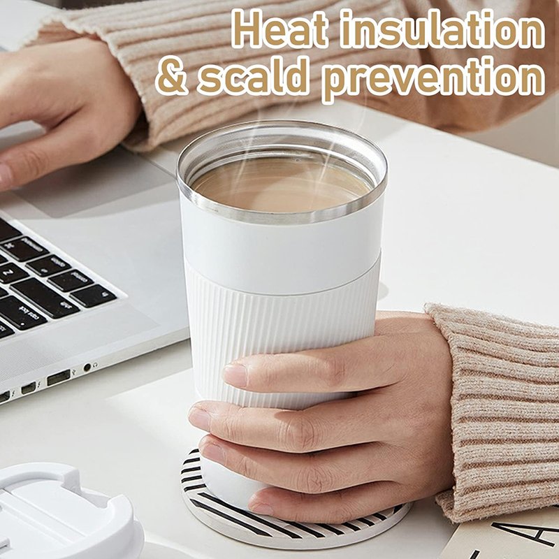 Reusable 500 ml coffee cup wide mouth water bottle silicone sleeve for vacuum flask thermos termos double wall office travel mug