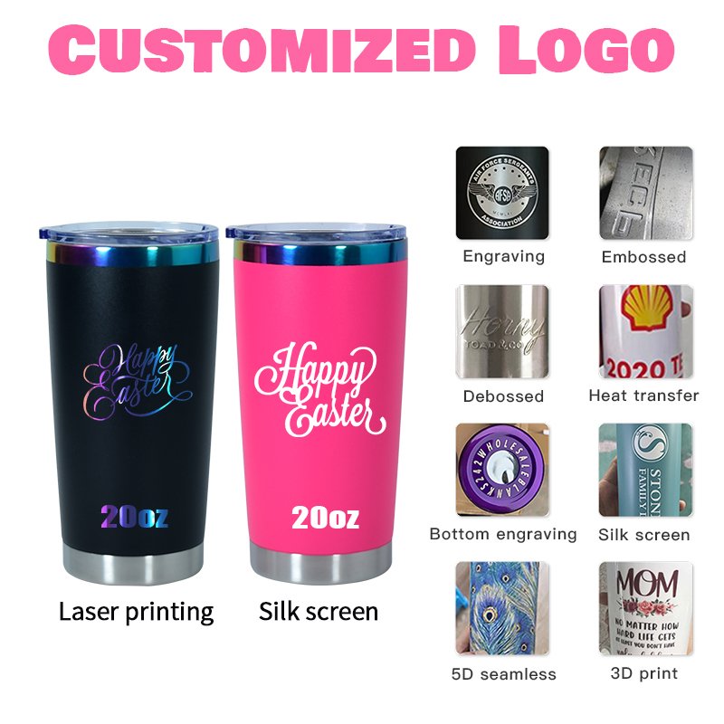 USA Warehouse 20oz Rainbow Stainless Steel Insulated Reusable Travel Car coffee Mug Tumbler with lid for laser engraving