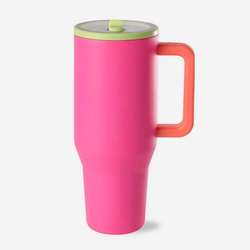 40 OZ New Stainless Steel Tumbler Vacuum Insulated Folding Straw Cover Portable Outdoor Car Cup Travel Coffee Mug