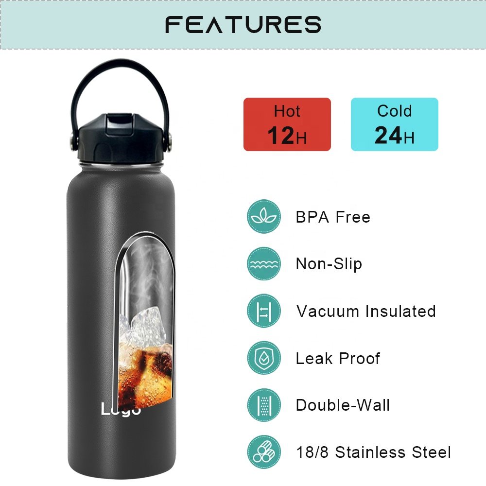 32oz Eco-friendly Recyclable BPA free Stainless Steel Water Bottle Bicycle Sport Vacuum Water Bottle with lid