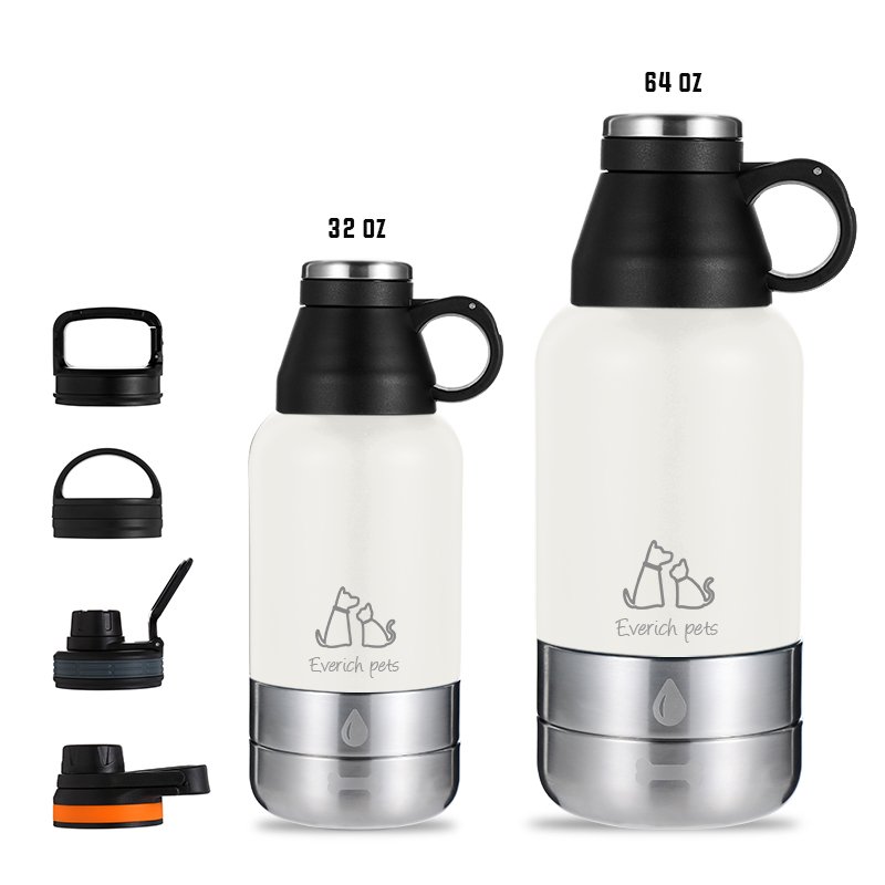 Double Wall Wholesale 32/64oz 3 in 1 SS304 Powder paint stainless steel Bottle customize sleeve pet water bottle color box
