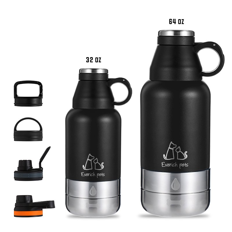 Double Wall Wholesale 32/64oz 3 in 1 SS304 Powder paint stainless steel Bottle customize sleeve pet water bottle color box