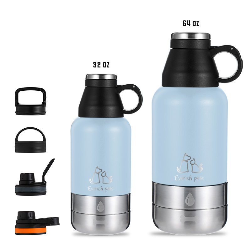 Double Wall Wholesale 32/64oz 3 in 1 SS304 Powder paint stainless steel Bottle customize sleeve pet water bottle color box