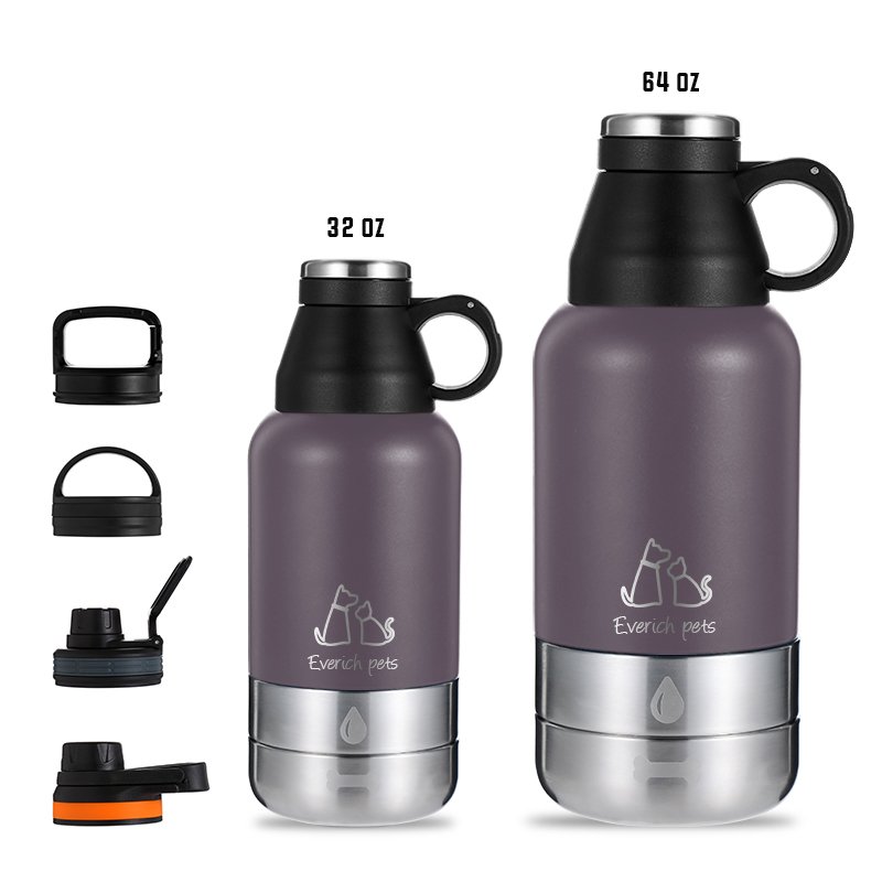 Double Wall Wholesale 32/64oz 3 in 1 SS304 Powder paint stainless steel Bottle customize sleeve pet water bottle color box