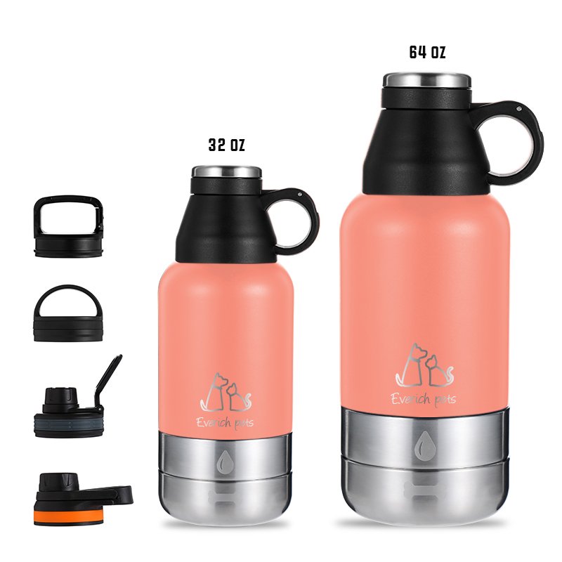 Double Wall Wholesale 32/64oz 3 in 1 SS304 Powder paint stainless steel Bottle customize sleeve pet water bottle color box