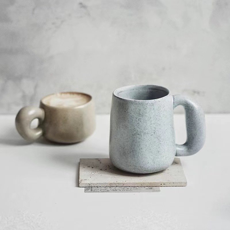 Retro Nordic INS Style Large Capacity Ceramic Mug Retro Creative Big Ear Coffee Cup Afternoon Tea Cup Gift Accessory