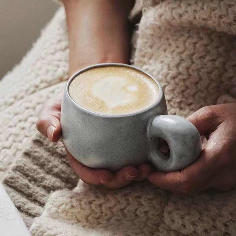 Retro Nordic INS Style Large Capacity Ceramic Mug Retro Creative Big Ear Coffee Cup Afternoon Tea Cup Gift Accessory