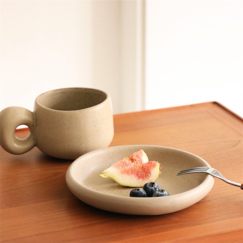 Retro Nordic INS Style Large Capacity Ceramic Mug Retro Creative Big Ear Coffee Cup Afternoon Tea Cup Gift Accessory
