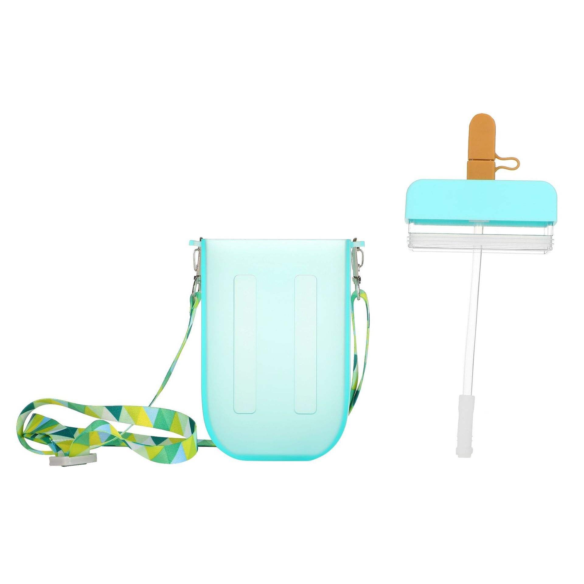 New Arrival Students Kids Ice Cream Water Cup Wholesale Plastic Straw Water Bottle Portable Girls Juice Drink Cup