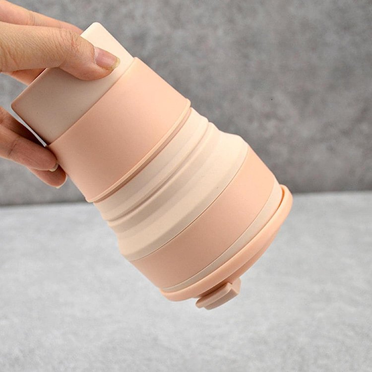 Custom Folding Travel Cup Food Grade Foldable Coffee Cup Collapsible Portable Travel Mug Reusable Silicone Cups for Camping