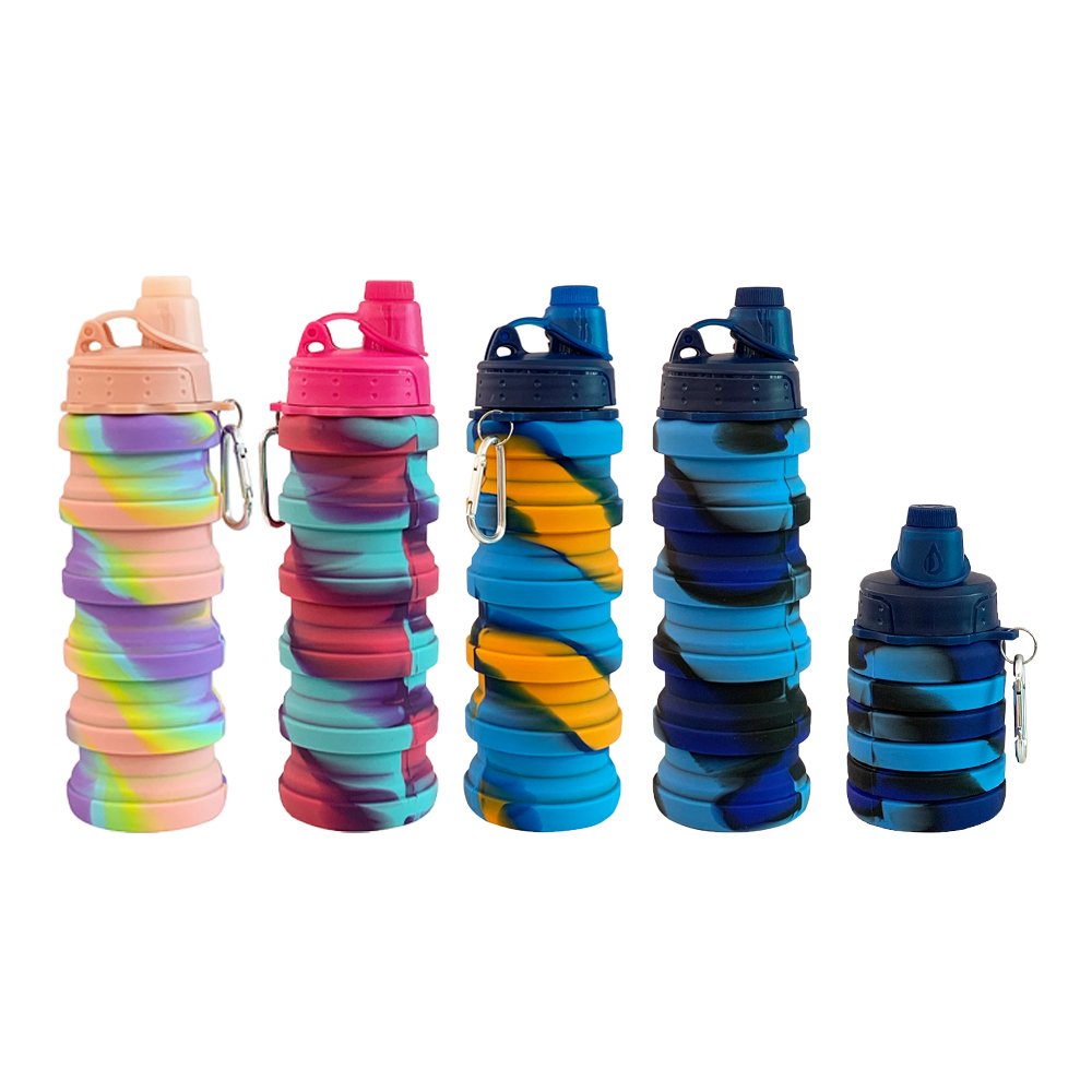 Wholesale Folding Multifunctional Collapsible Silicone Cup 500ml Folding Sport Water Bottle Retractable Travel drink bottle