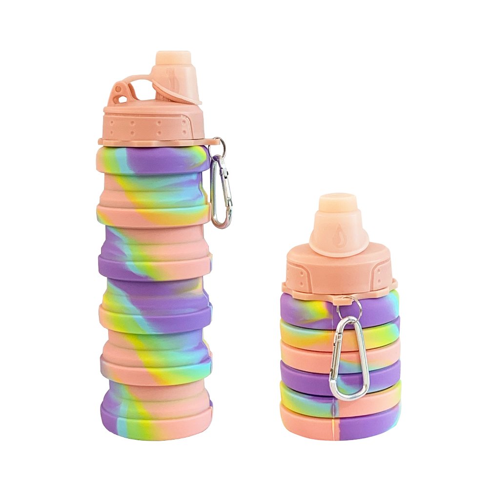 Wholesale Folding Multifunctional Collapsible Silicone Cup 500ml Folding Sport Water Bottle Retractable Travel drink bottle