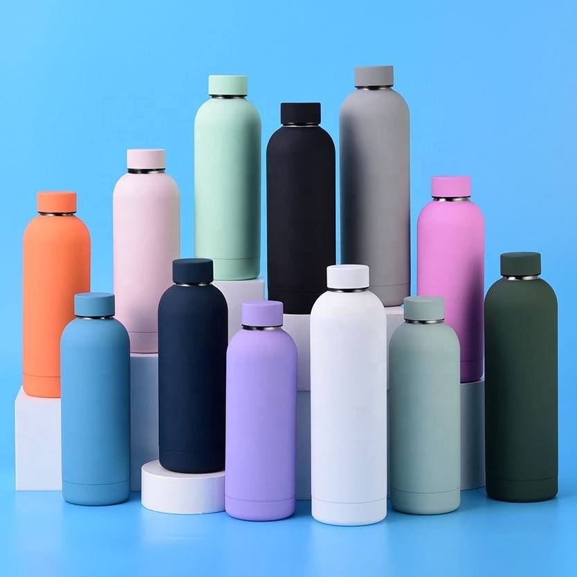 Customized Vacuum Insulated Thermal Drink Bottle Black Double Wall Stainless Steel Water Bottle With Custom Logo