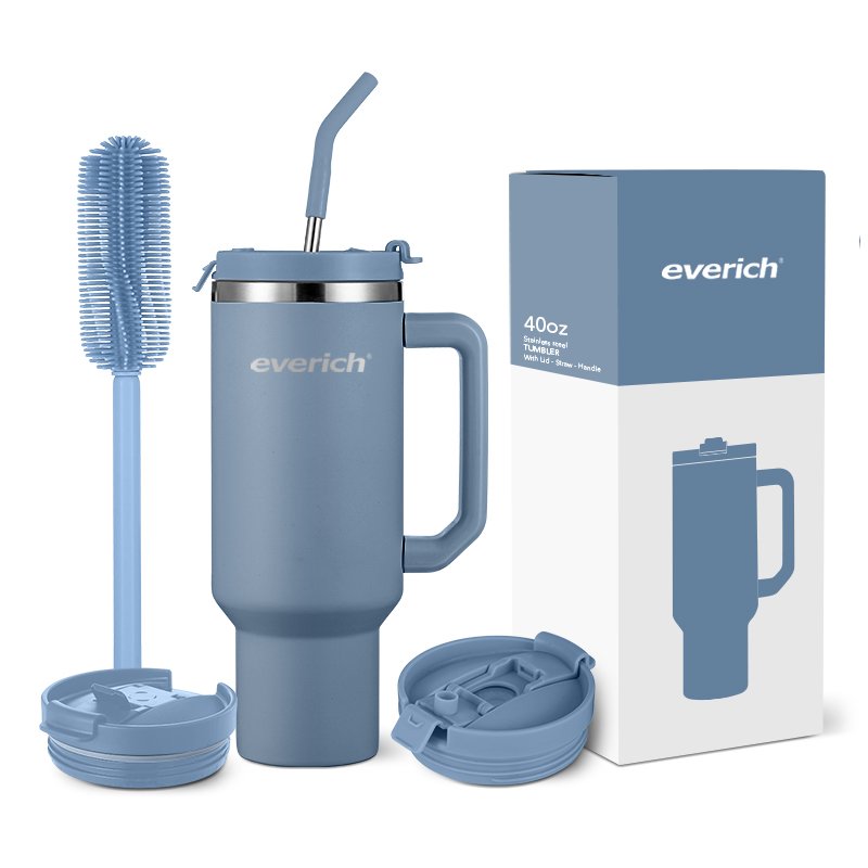 40oz tumbler with Hand & Straw Portable large capacity 18/8 stainless steel double walled vacuum flask Nice Looking Coffee Mug