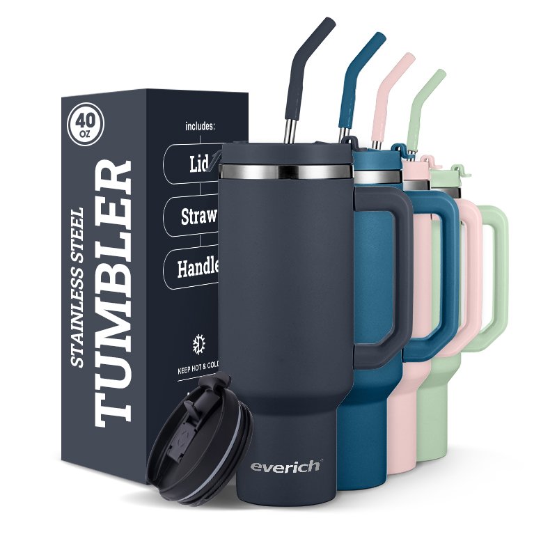 40oz tumbler with Hand & Straw Portable large capacity 18/8 stainless steel double walled vacuum flask Nice Looking Coffee Mug