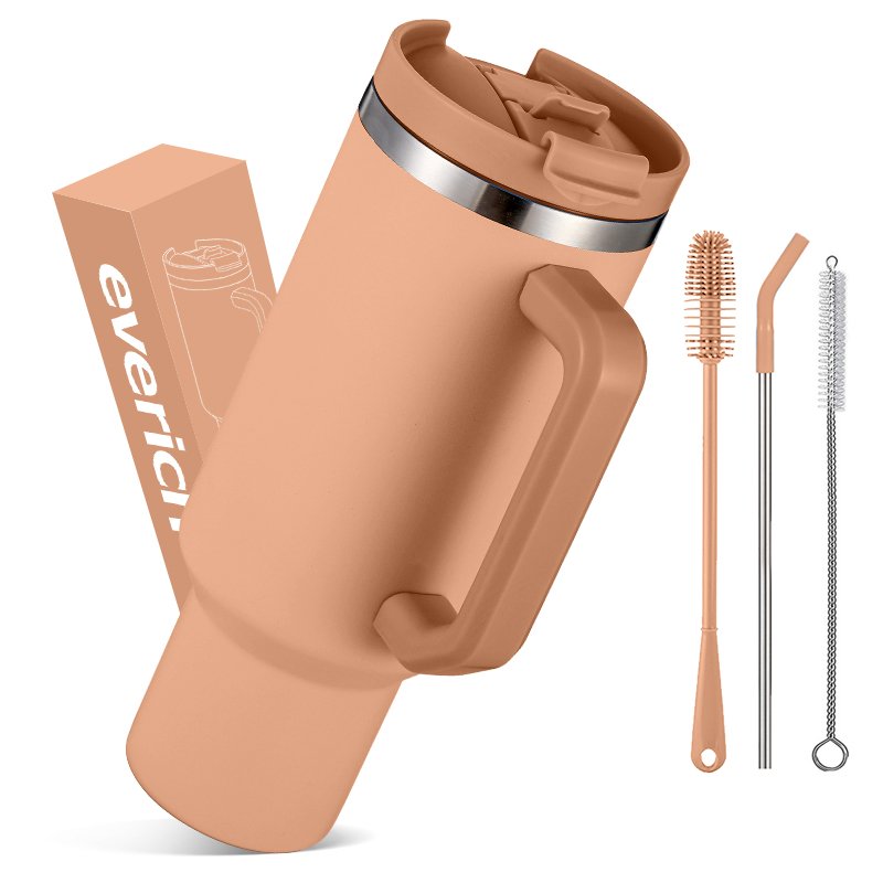40oz tumbler with Hand & Straw Portable large capacity 18/8 stainless steel double walled vacuum flask Nice Looking Coffee Mug