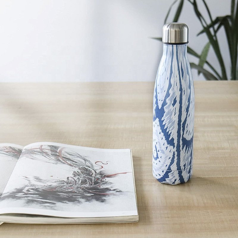 Double Walled Vacuum Flask Insulated Stainless Steel Cola Shape Portable Pattern Print Water Bottle No Sweat Hot/Cold 24 Hours