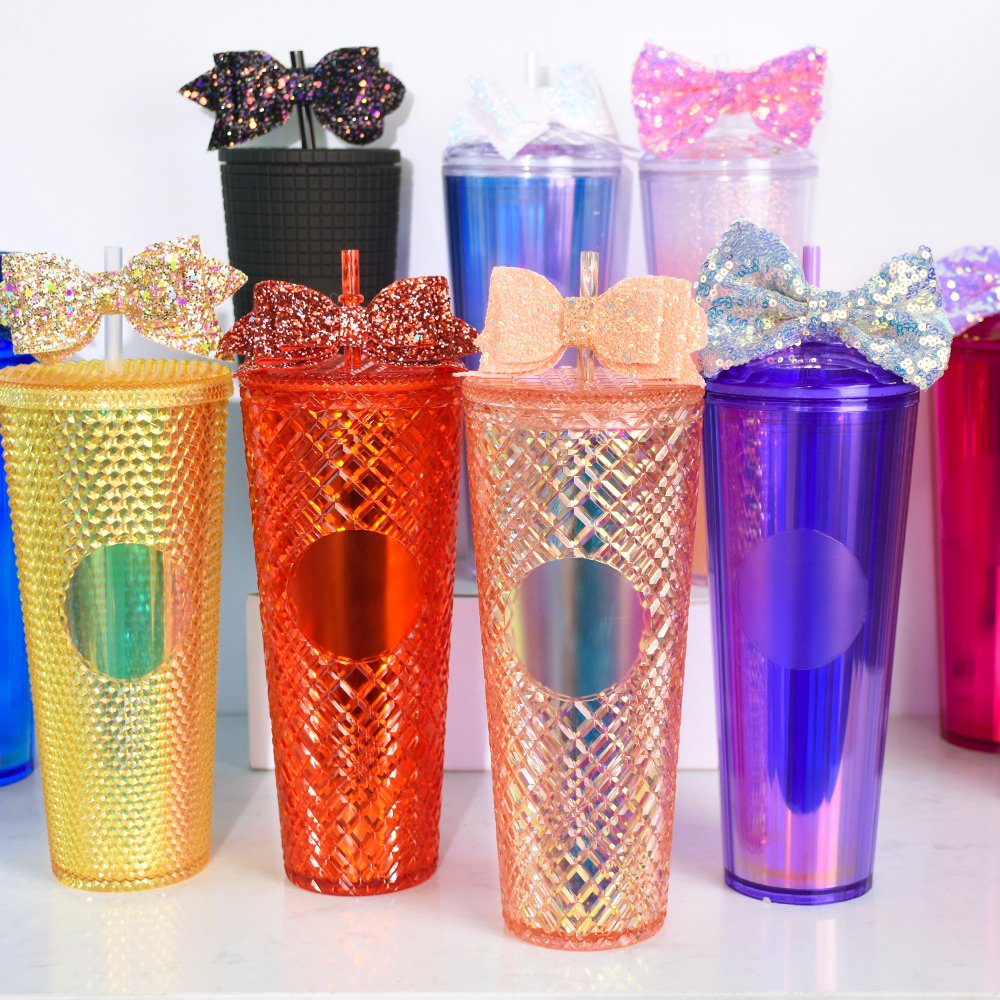 New Design 710 ml Studded colorful Paper Insert Diamond Tumbler Coffee Mug Tumbler With Lid