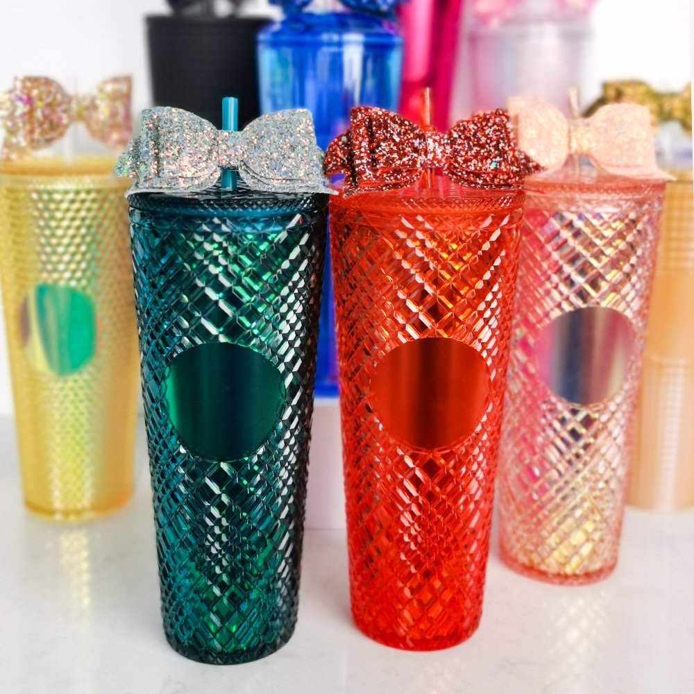 New Design 710 ml Studded colorful Paper Insert Diamond Tumbler Coffee Mug Tumbler With Lid