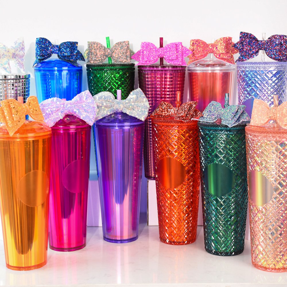 New Design 710 ml Studded colorful Paper Insert Diamond Tumbler Coffee Mug Tumbler With Lid