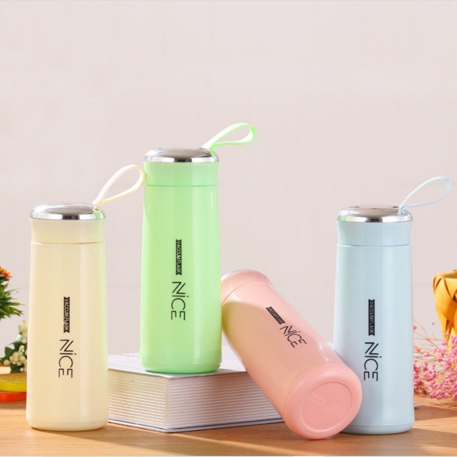 Custom Logo 400ml Double Wall Glass Liner Water Bottle Portable Gym Sports Drink Bottle Hand Cup for Promotional Gift