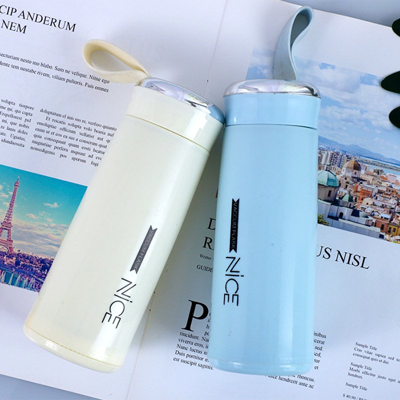 Custom Logo 400ml Double Wall Glass Liner Water Bottle Portable Gym Sports Drink Bottle Hand Cup for Promotional Gift