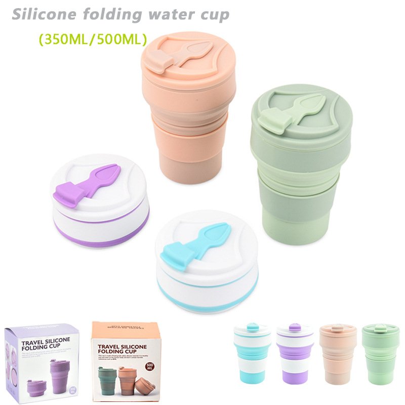 Wholesale Reusable Food-grade Silicone Travel Sports Collapsible Water Bottle Foldable Coffee Cup for Outdoor