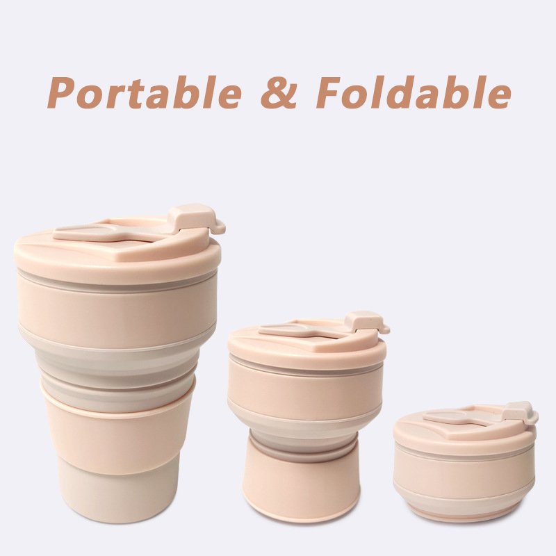 Wholesale Reusable Food-grade Silicone Travel Sports Collapsible Water Bottle Foldable Coffee Cup for Outdoor