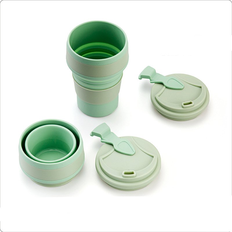 Wholesale Reusable Food-grade Silicone Travel Sports Collapsible Water Bottle Foldable Coffee Cup for Outdoor