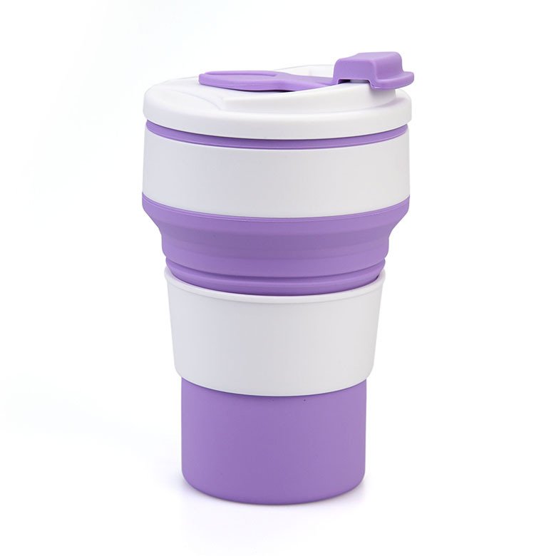 Wholesale Reusable Food-grade Silicone Travel Sports Collapsible Water Bottle Foldable Coffee Cup for Outdoor