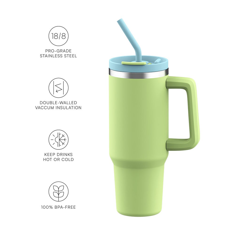 Vacuum Insulated Stainless Steel 40oz Tumbler Cup With Handle And Straw Lid Adventure Travel Cups