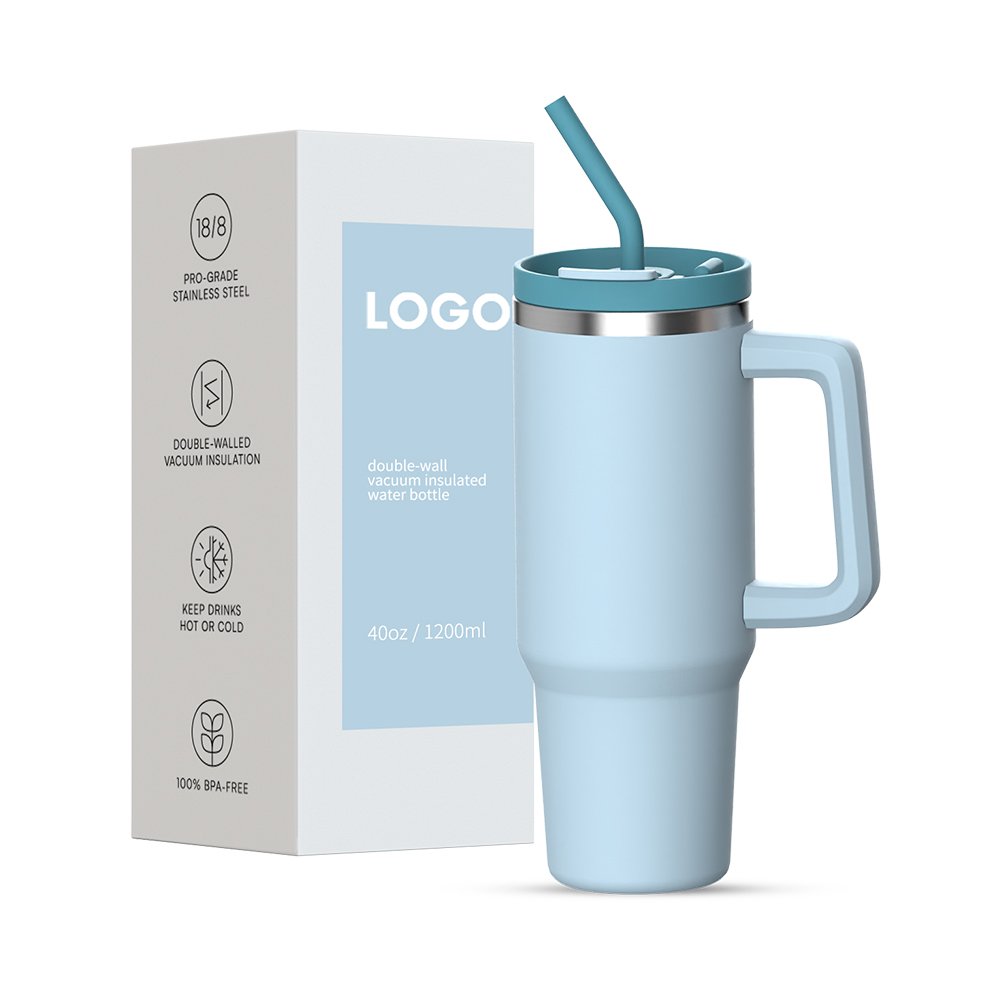 Vacuum Insulated Stainless Steel 40oz Tumbler Cup With Handle And Straw Lid Adventure Travel Cups