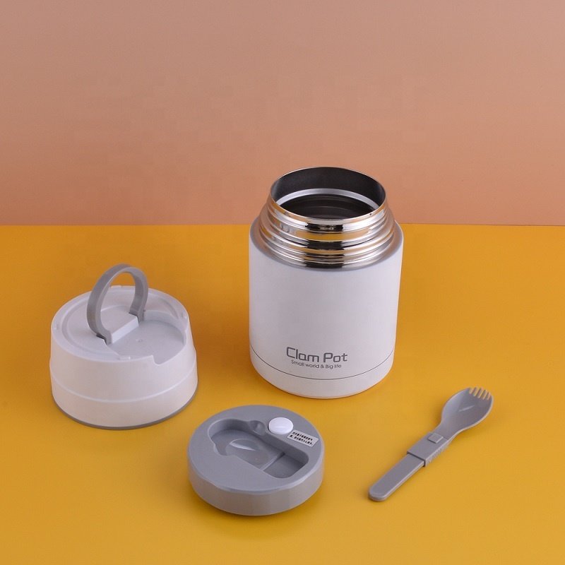 Hot selling custom stainless steel vacuum thermal flask lunch box food jar insulated with spoon