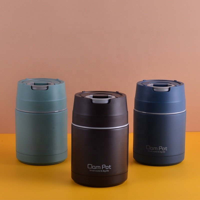 Hot selling custom stainless steel vacuum thermal flask lunch box food jar insulated with spoon