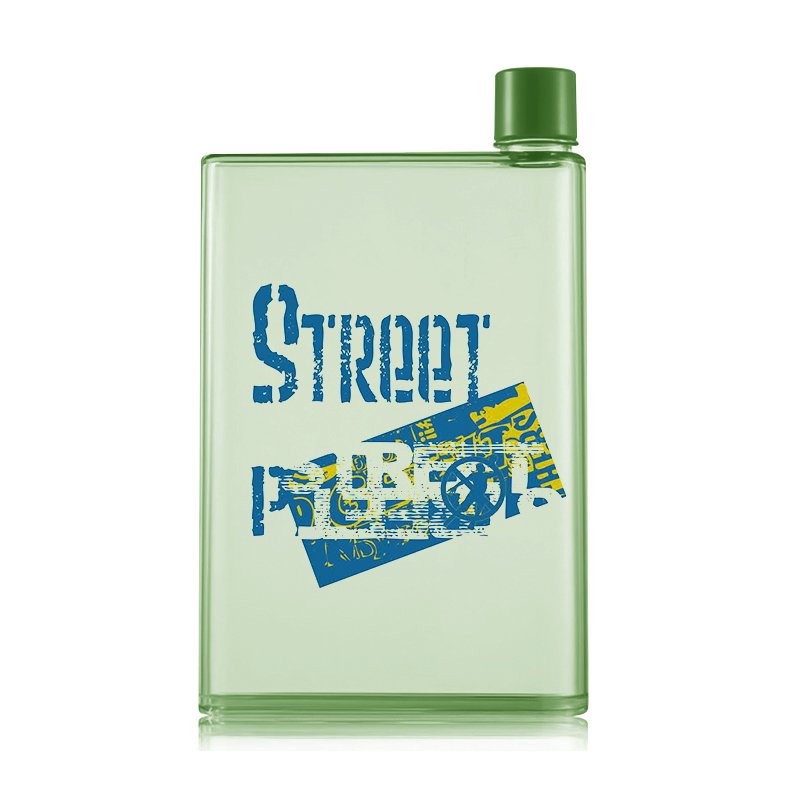 A5 flat square water bottle 420ml plastic notebook shape water bottles customized logo flask