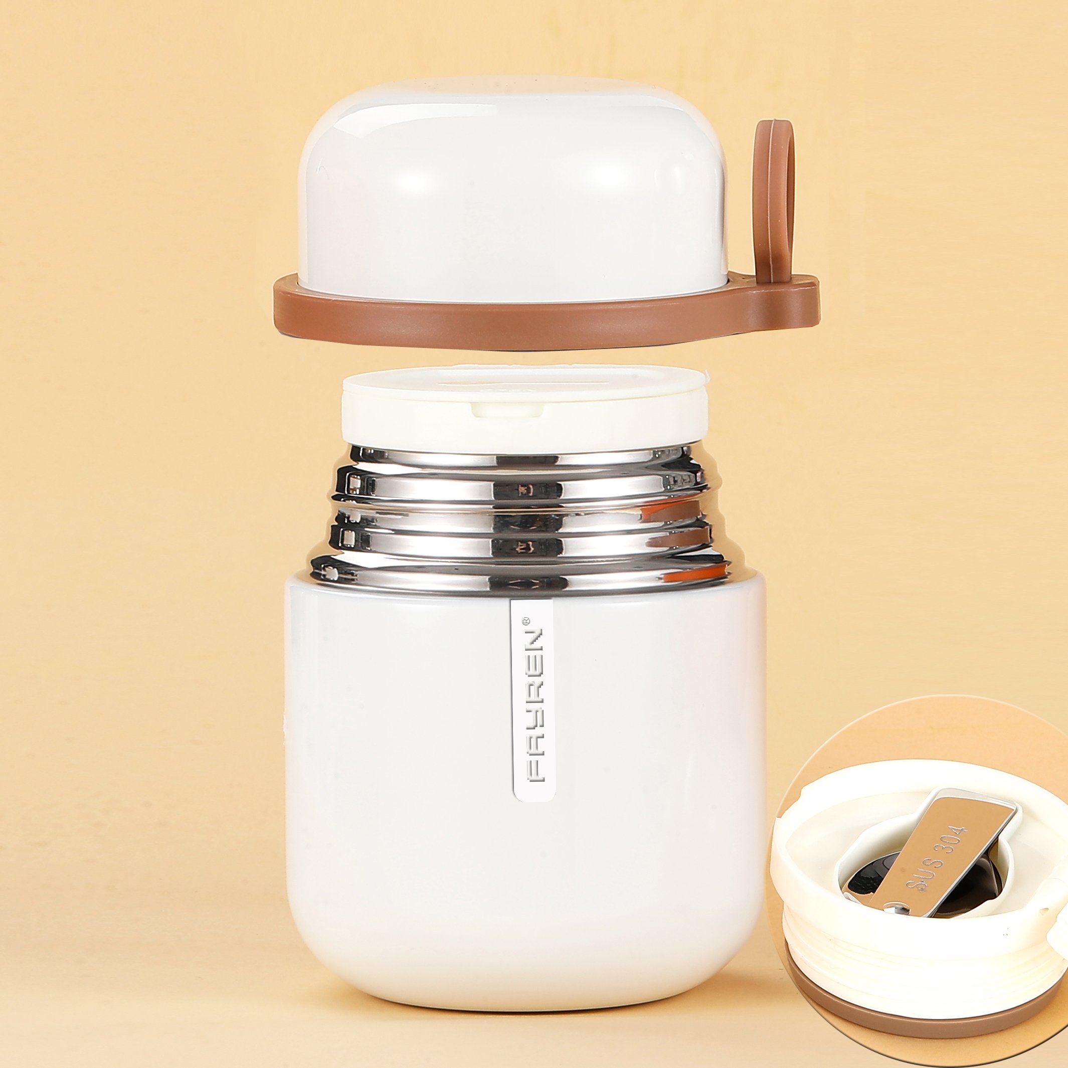 Leak Proof Wide Mouth food Containers with Spoon Stainless Steel insulated Vacuum food flask Thermos for hot food