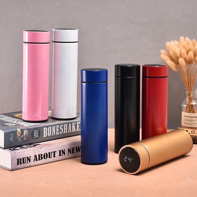 17 oz 500ml Vacuum gradient Smart Reminder Thermos Flask Led Digital temperature Display Stainless Steel cup Water bottle