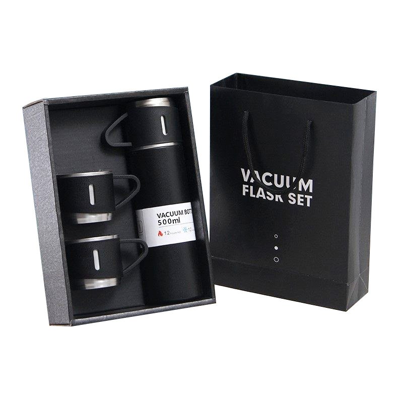 Factory Wholesale 500 ml set Christmas gift Thermos Vacuum Flask Stainless Steel Water Bottle with 2 Cups hot and cold