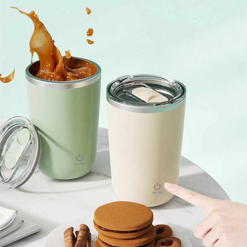 Usb Rechargeable Portable Automatic Magnetic Stirring Mixing 350Ml Stainless Steel Coffee Mug With Stir Bar For Tea Milk Coffee