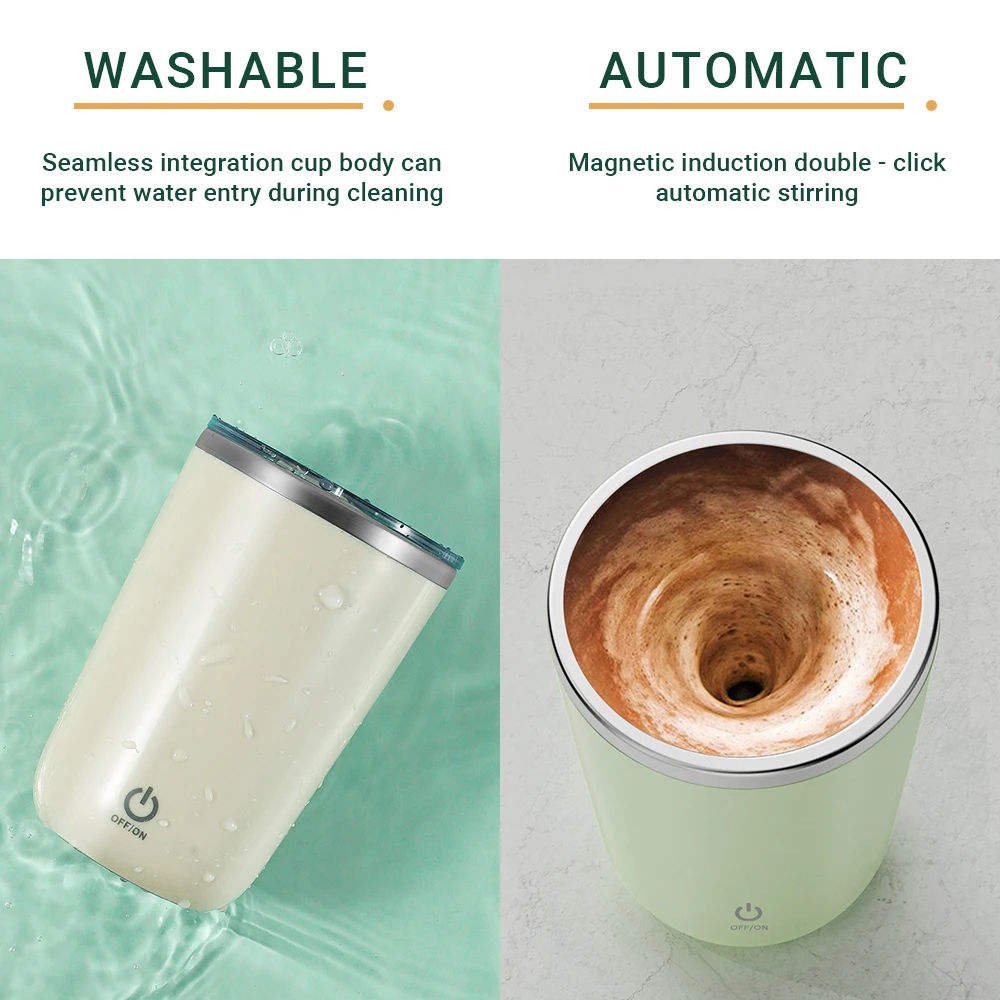 Usb Rechargeable Portable Automatic Magnetic Stirring Mixing 350Ml Stainless Steel Coffee Mug With Stir Bar For Tea Milk Coffee