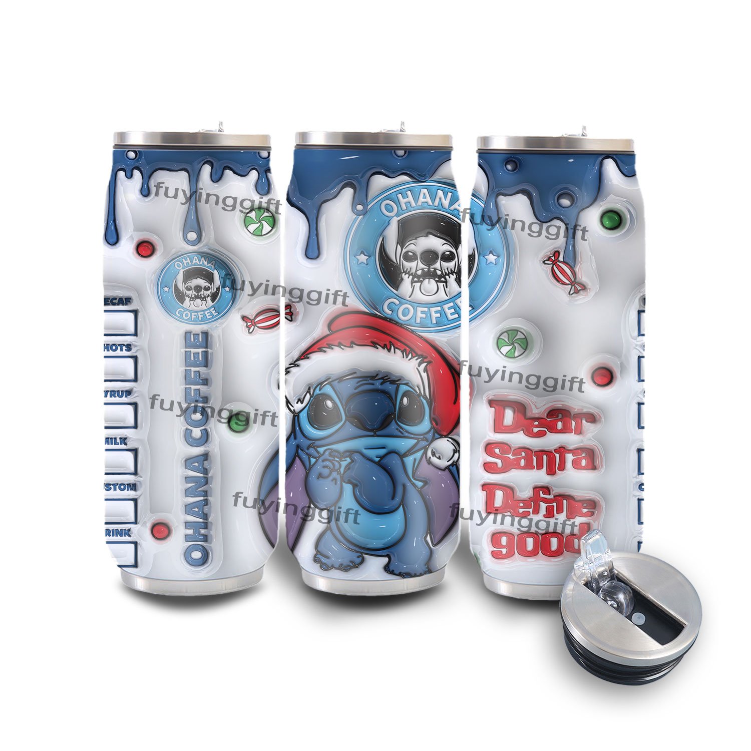Customized 500ml cola can shaped 3d christmas cartoon kids double wall vacuum insulated water bottle stainless steel tumbler