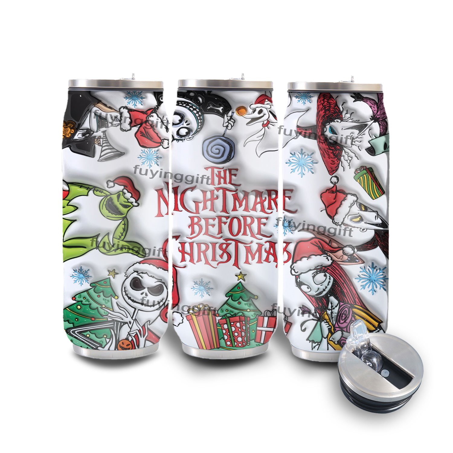 Customized 500ml cola can shaped 3d christmas cartoon kids double wall vacuum insulated water bottle stainless steel tumbler