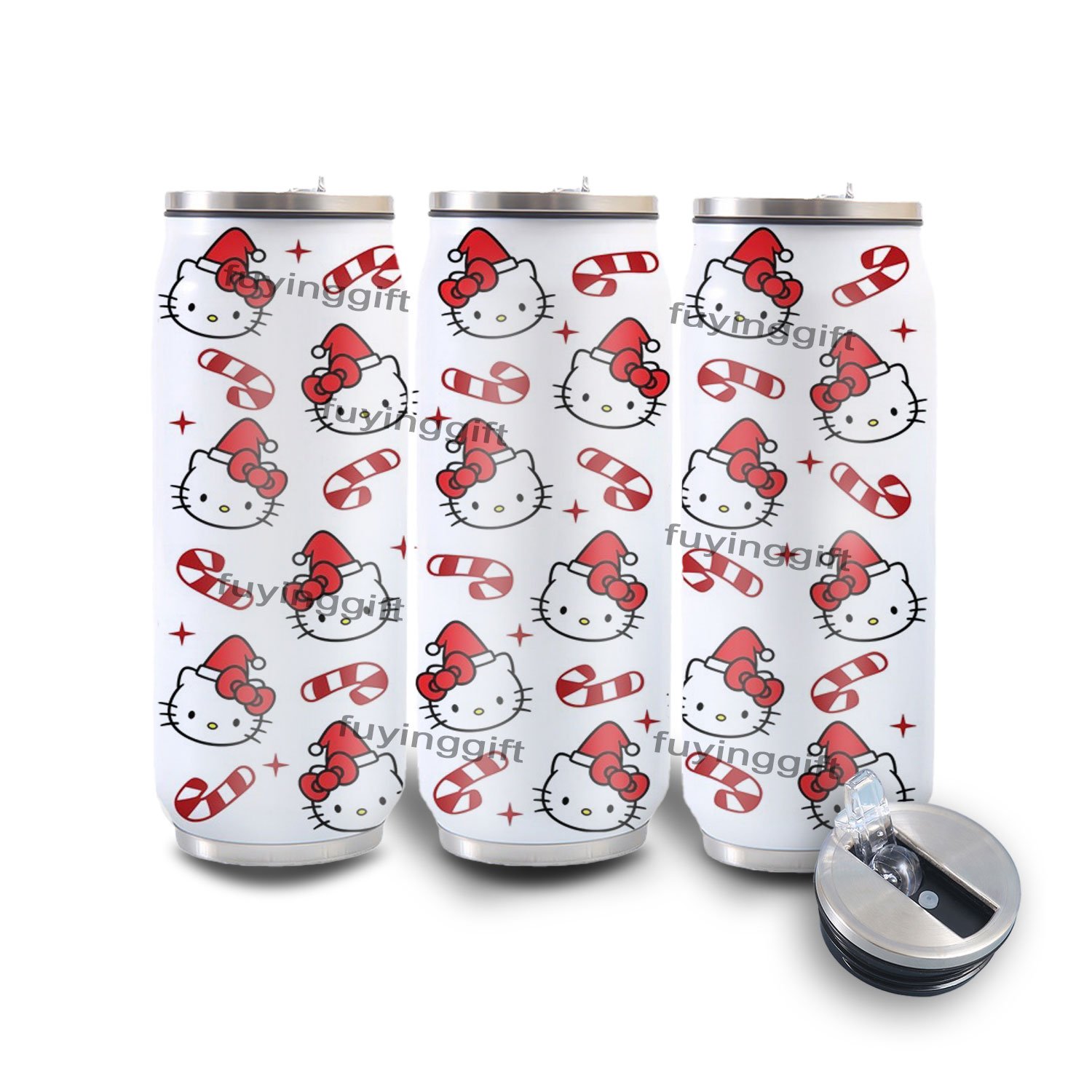 Customized 500ml cola can shaped 3d christmas cartoon kids double wall vacuum insulated water bottle stainless steel tumbler