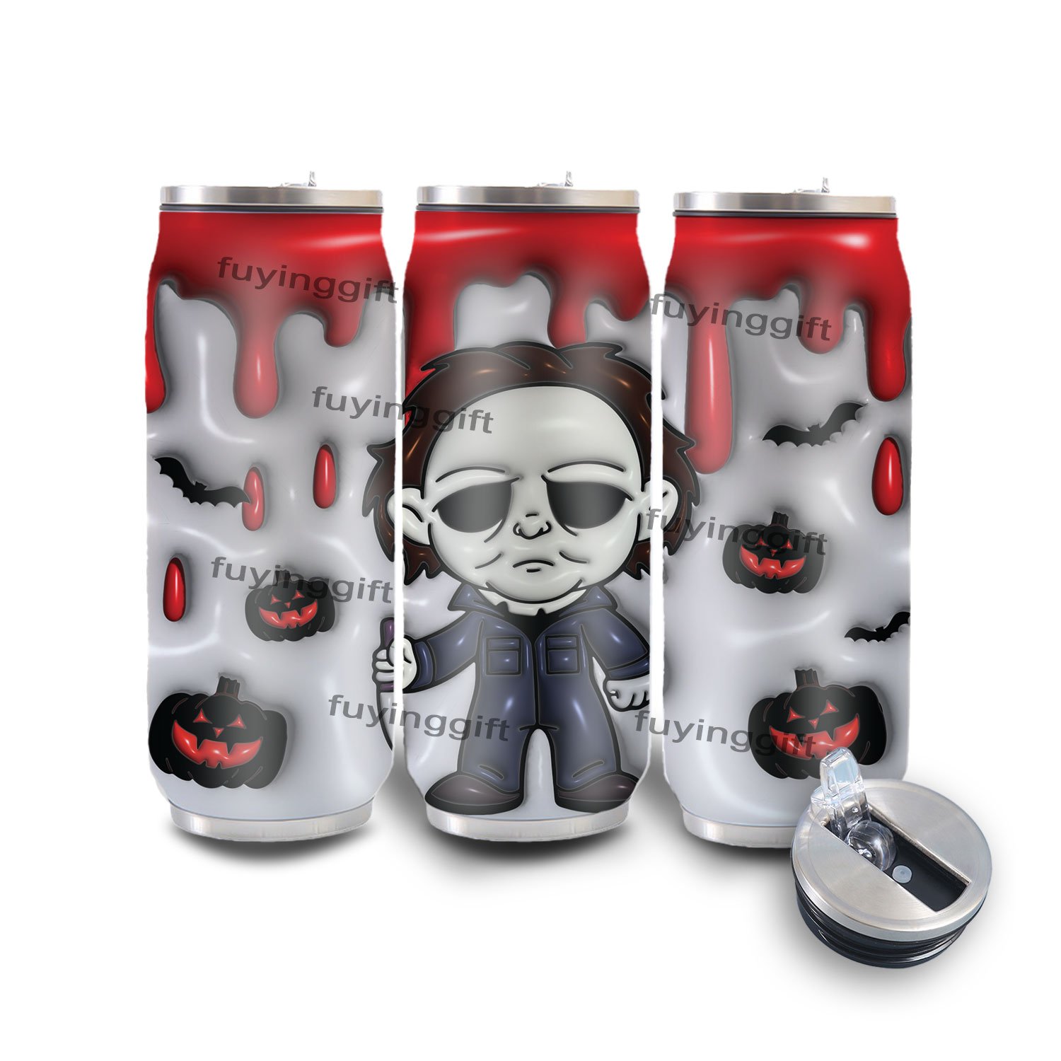 Customized 500ml cola can shaped 3d christmas cartoon kids double wall vacuum insulated water bottle stainless steel tumbler