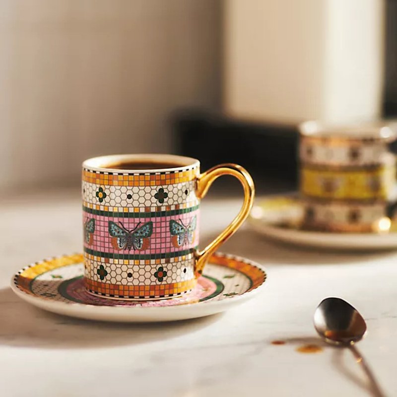 New Design Ceramic Mug Cups Coffee Mugs For Christmas Gift New Year Gift Gold Rim Handle Mugs