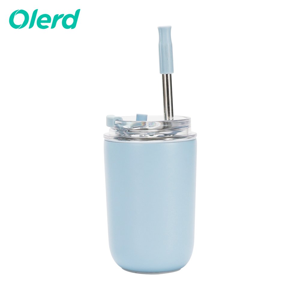 High Quality 280ML coffee mug double wall cute stainless steel water bottle tumbler with straw
