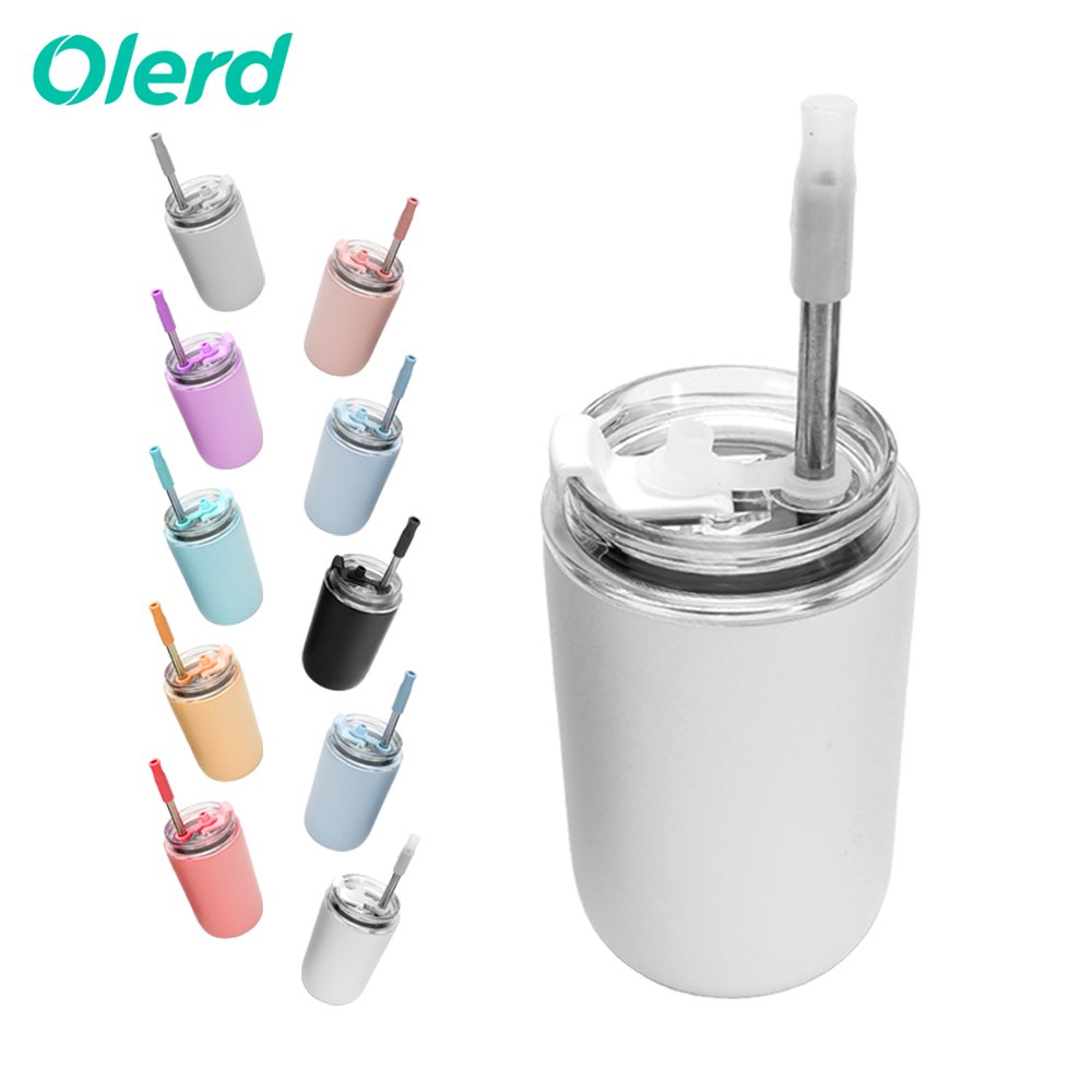 High Quality 280ML coffee mug double wall cute stainless steel water bottle tumbler with straw