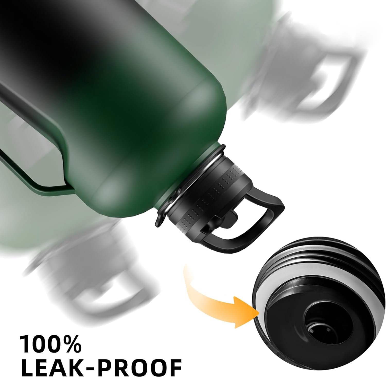 1.8 L 2 in 1 Lid Double Walled Stainless Steel Sports Water Bottle Large Insulated Flask Jug Vacuum Flask with Paracord Handle