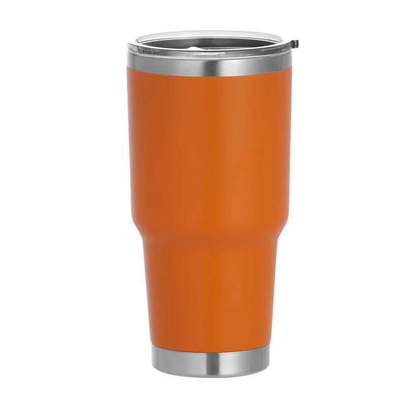 Insulated Double-Layer Stainless Steel Coffee Cups Lids Portable Vintage Style Travel Cups Wholesale Reusable Water Sports Use