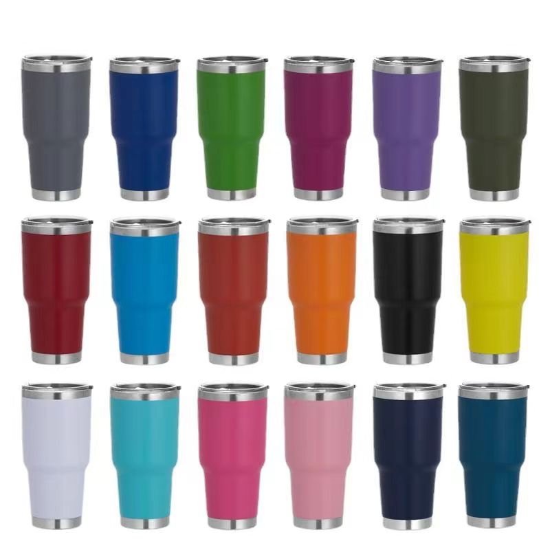 Insulated Double-Layer Stainless Steel Coffee Cups Lids Portable Vintage Style Travel Cups Wholesale Reusable Water Sports Use